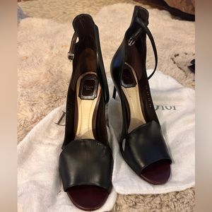 Dior black leather heels, size 9. Used